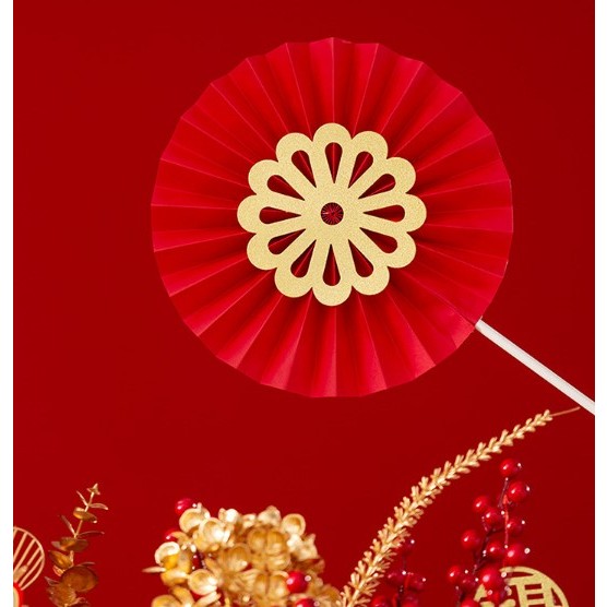 新年紙扇花